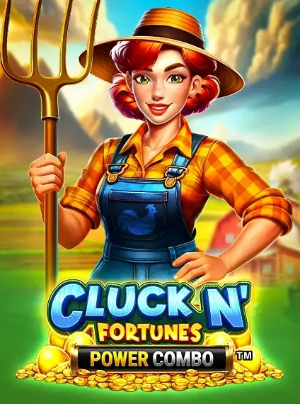 Decorative casino game artwork for Cazeus: Cluck Na Fortunes Power Combo